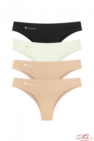 Комплект жіночих бавовняних трусиків бразиліана 4шт Obrana (Anabel Arto) 200-20 в класичних кольорах